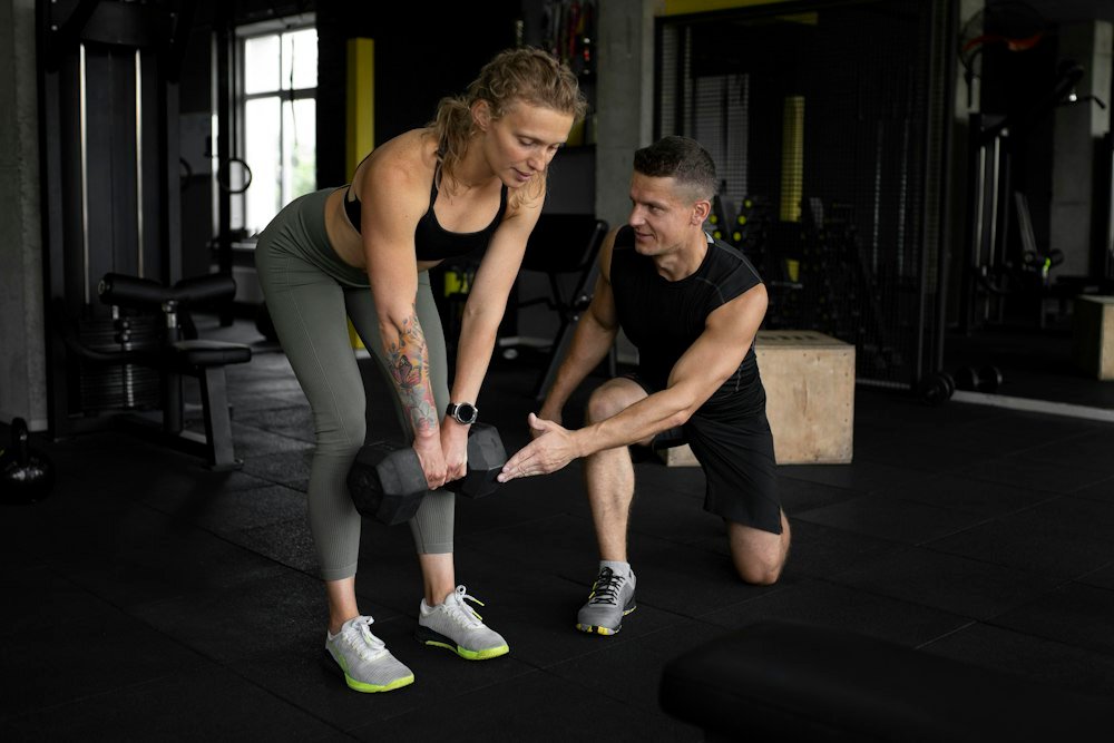 Coach training a client one on one
